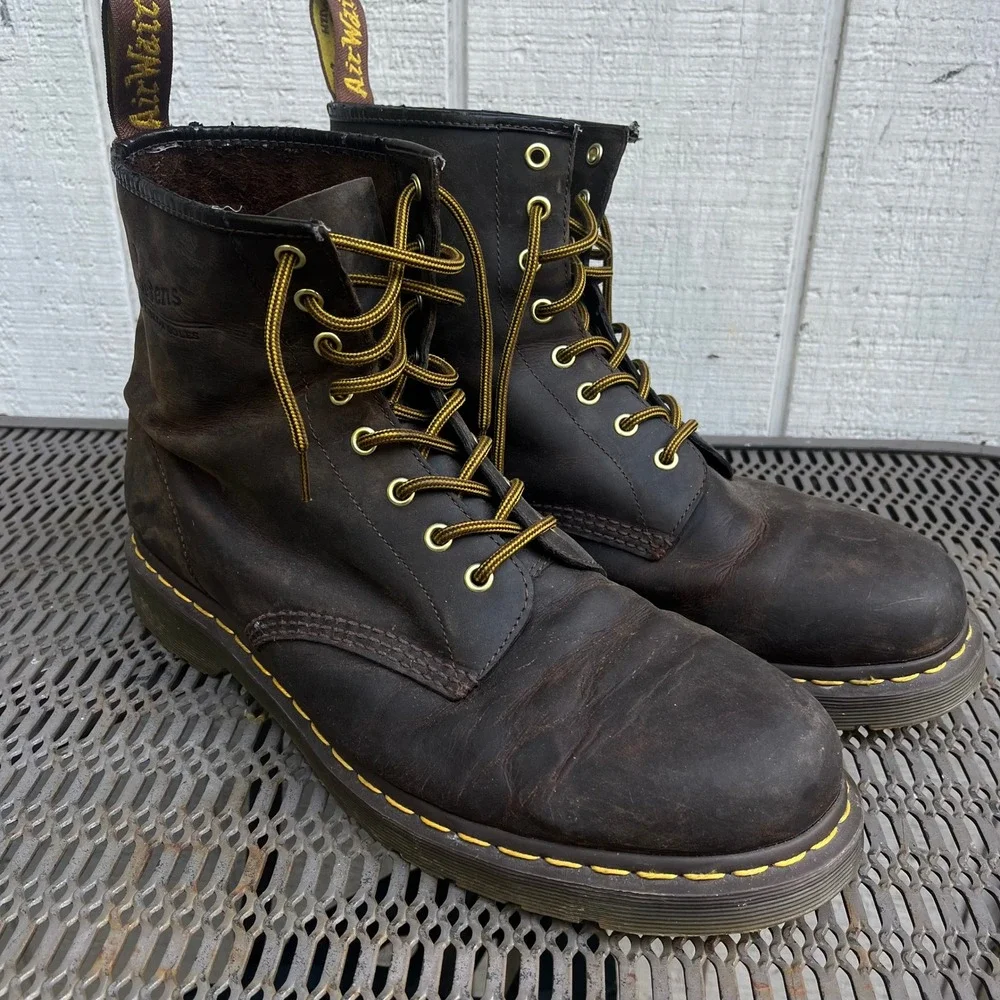 Dr. Doc Martens 1460 Crazy Horse Boots Mens 14 Brown Leather